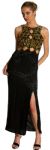 Sequined Long Gown with Keyholes & Stylish Back in Black/Gold